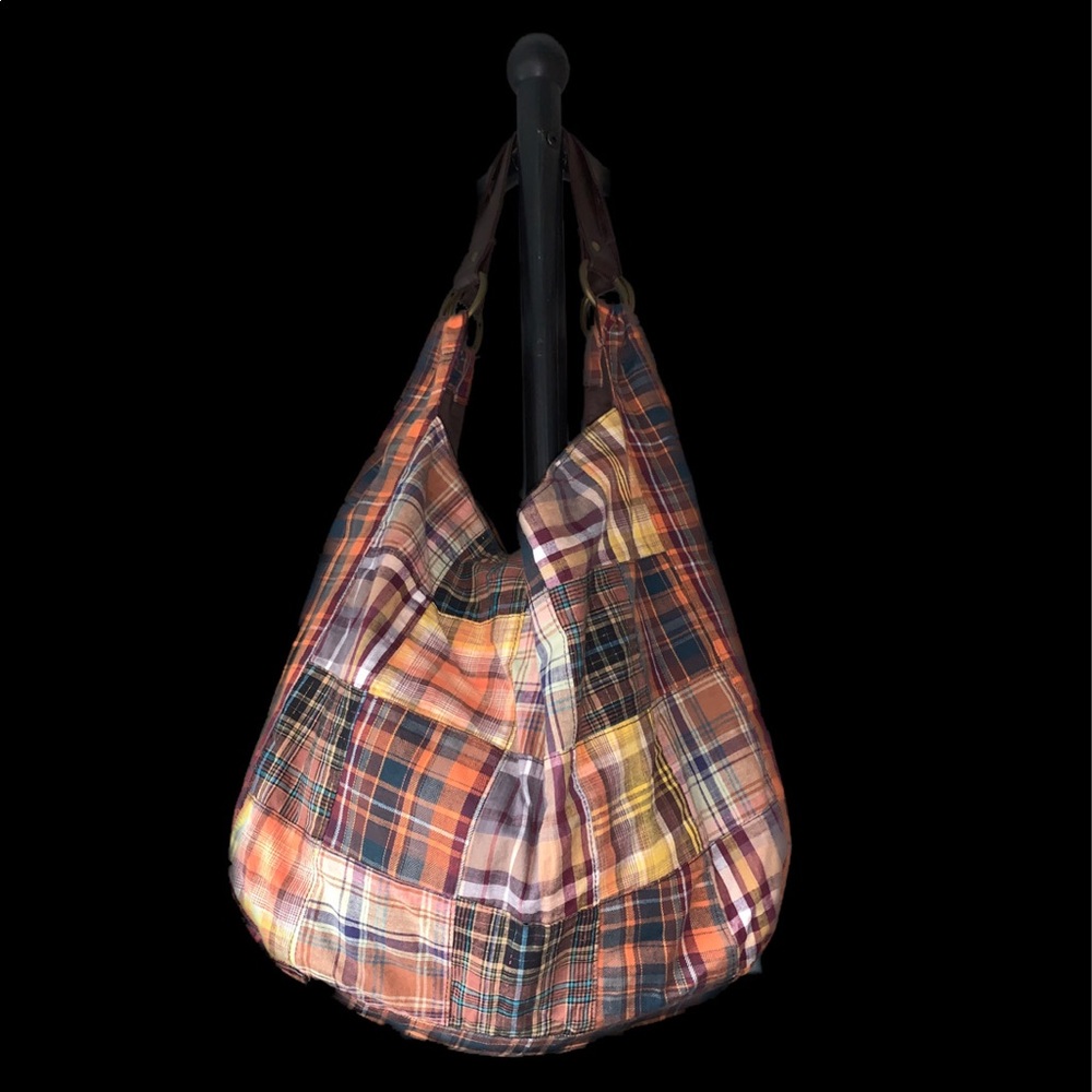Vintage Plaid Fabric Hobo Purse